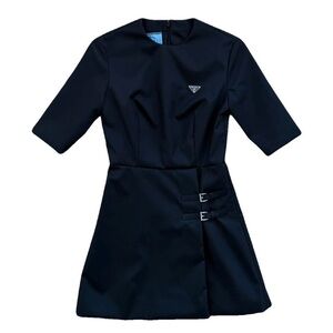 Prada Re-Nylon Mini Dress with Buckle Accents